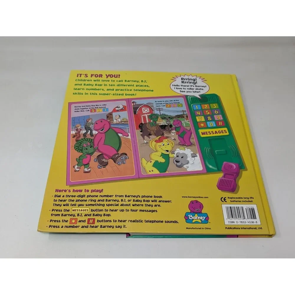 Vintage Barney's First Telephone Book‎ 2000 Untested Broken As-is
